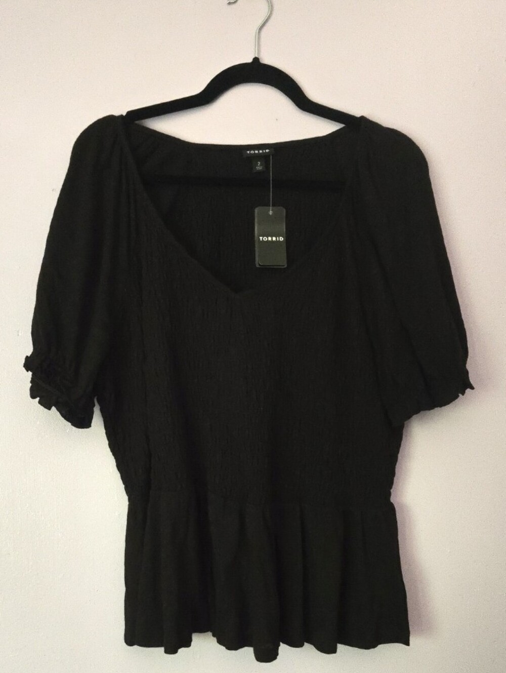 Torrid 2x Black Textured Peplum Top